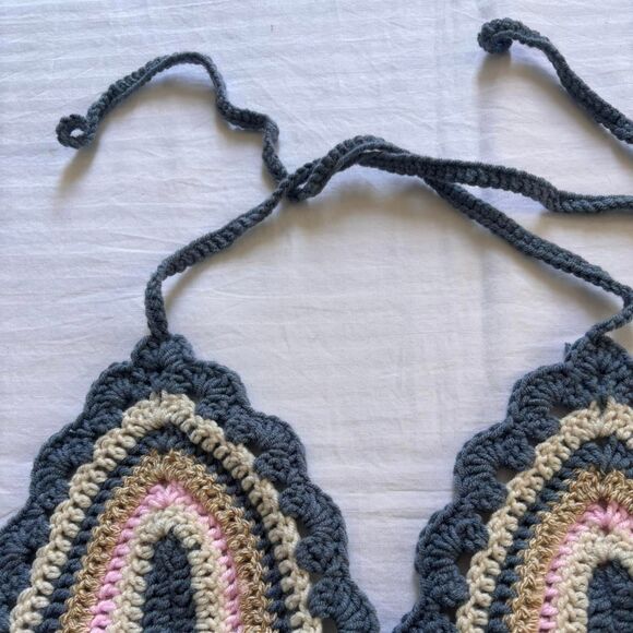 Handmade crochet multi-colored summer crop top - Picture 7 of 8